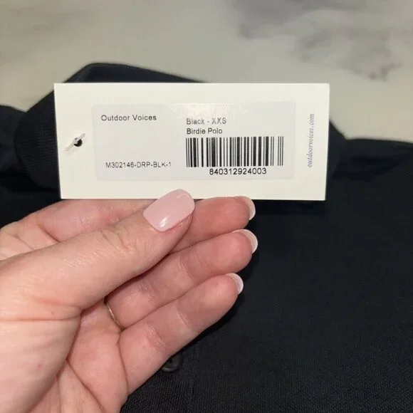 NWT Men’s Outdoor Voices Birdie Polo In Black Size XXS - Picture 3 of 10